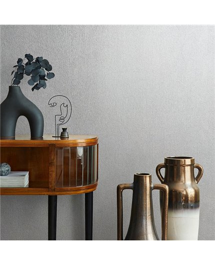Ref.SILE-049 ambiente con silence rayado fino Gris sobre fondo Blanco Roto