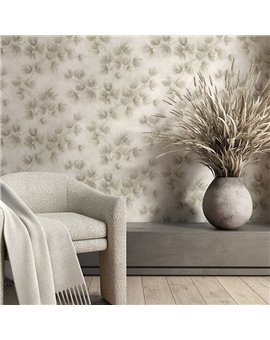 Ref.SILE-023 ambiente real de ramas de pino silence, sobre fondo Beige en tonos Topo