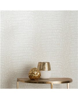 Ref.NATU-014 estancia decorada con piel cocodrilo en Beige, natura