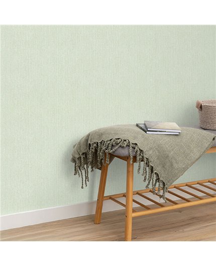 Ref.NATU-032 ambiente con natura rayado seda acabado Verde