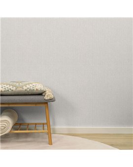 Ref.NATU-047 ambiente con natura rayado seda Gris sobre fondo Beige