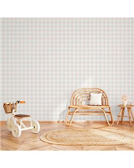 Ref.MG6803 ambiente real de cuadros vichy magic, sobre fondo Blanco en tonos Rosa