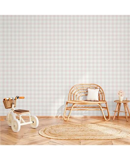 Ref.MG6803 ambiente real de cuadros vichy magic, sobre fondo Blanco en tonos Rosa