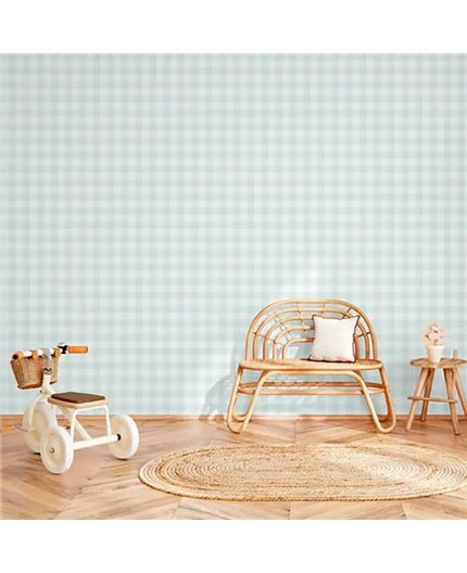 Ref.MG6804 estancia decorada con cuadros vichy Verde y fondo Blanco, magic