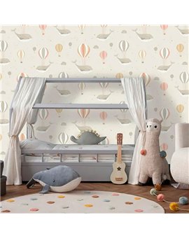 Ref.MG6207 ambiente con magic ballenas y globos Multicolor sobre fondo Beige
