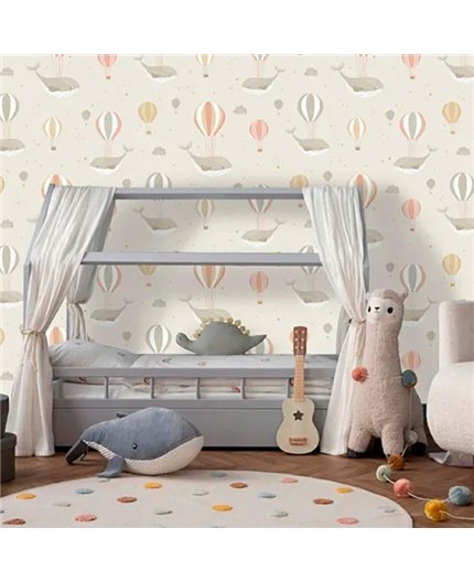 Ref.MG6207 ambiente con magic ballenas y globos Multicolor sobre fondo Beige