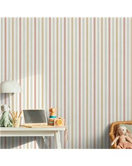 Ref.MG4105 foto de ambiente rayas combinadas magic fondo Beige con Topo, Mostaza y Caldera