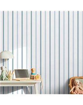 Ref.MG4101 estancia decorada con rayas finas Azul y fondo Blanco, magic