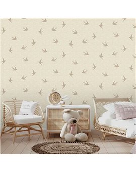 Ref.MG7007 ambiente real de golondrinas magic, sobre fondo Beige en tonos Dorado
