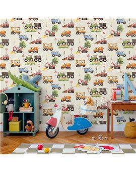 Ref.MG6907 ambiente real de vehículos de obra magic, sobre fondo Beige en tonos Multicolor