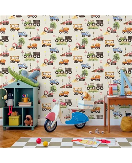 Ref.MG6907 ambiente real de vehículos de obra magic, sobre fondo Beige en tonos Multicolor