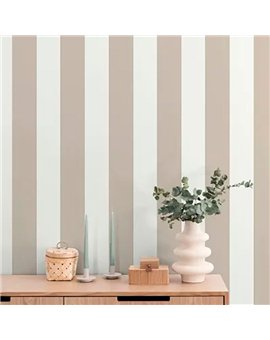 Ref.LR3708 estancia decorada con rayas anchas Marrón y fondo Blanco Roto, lirico