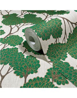 Ref.SP7042 foto de ambiente árbol oriental supreme fondo Beige con Verde, Marrón y Dorado