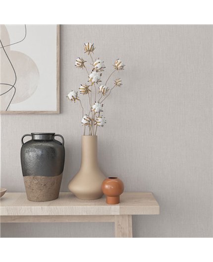 Ref.SP3963 estancia decorada con liso lino Blanco Roto y fondo Topo, supreme