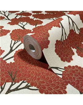 Ref.SP7041 foto de ambiente árbol oriental supreme fondo Beige con Granate, Marrón y Dorado