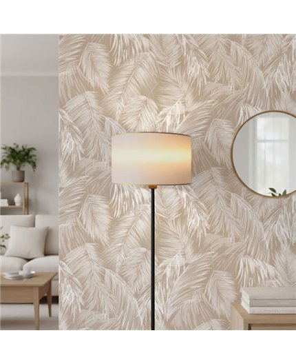 Ref.SP9055 foto de ambiente hojas de palmera supreme fondo Beige con Blanco Roto