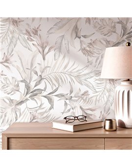 Ref.SP9052 foto de ambiente jungla acuarela supreme fondo Beige con Marrón y Topo