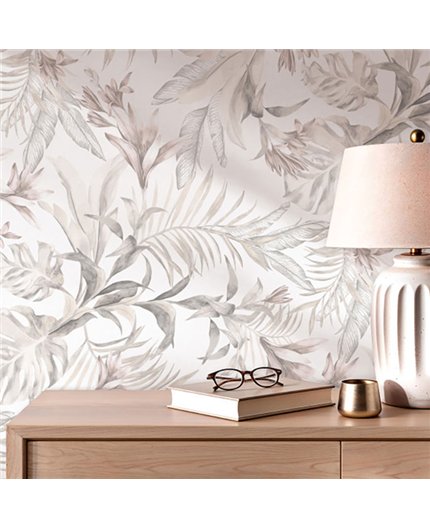 Ref.SP9052 foto de ambiente jungla acuarela supreme fondo Beige con Marrón y Topo