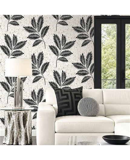 Ref.EW51900 ambiente real de helechos sobre corcho white accents, sobre fondo Blanco Roto en tonos Negro y Cobre
