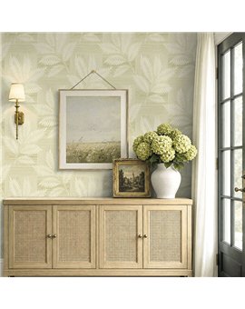 Ref.EW50605 estancia decorada con hojas sobre parqué en tono Beige, white accents