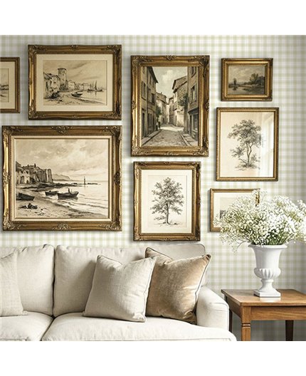 Ref.LB52007 estancia decorada con cuadros Blanco Roto y Azul y fondo Beige, dolly mixtures