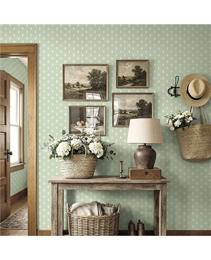 Ref.LB52104 foto de ambiente ramito block dolly mixtures fondo Verde con Blanco Roto