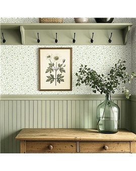Ref.LB50904 estancia decorada con ramitas Verde y fondo Blanco Roto, dolly mixtures