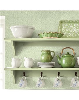 Ref.LB50304 ambiente real de hojitas menudas dolly mixtures, sobre fondo Blanco Roto en tonos Verde