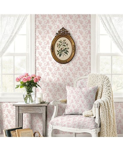 Ref.LB51801 foto de ambiente ramos grabados dolly mixtures fondo Blanco Roto con Rosa