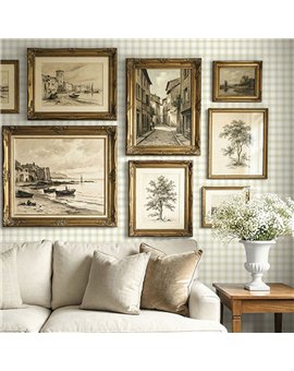 Ref.LB52007 estancia decorada con cuadros Blanco Roto y Azul y fondo Beige, dolly mixtures