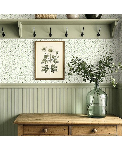 Ref.LB50904 estancia decorada con ramitas Verde y fondo Blanco Roto, dolly mixtures