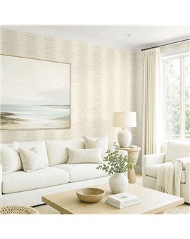 Ref.EW50705 ambiente con white accents hojas verticales Blanco Roto sobre fondo Beige