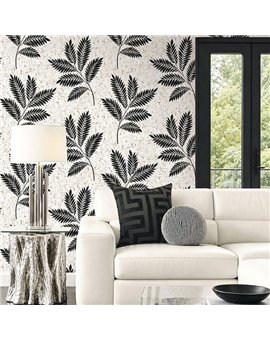 Ref.EW51900 ambiente real de helechos sobre corcho white accents, sobre fondo Blanco Roto en tonos Negro y Cobre