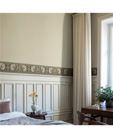 Ref.182110 estancia decorada con tulipanes entrelazados Beige, Verde y Topo y fondo Marrón, hidden treasures