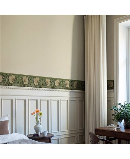 Ref.182108 estancia decorada con tulipanes entrelazados Verde, Beige y Marrón y fondo Negro, hidden treasures