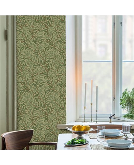 Ref.82097 foto de ambiente ramas de sauce hidden treasures fondo Beige con Verde y Marrón