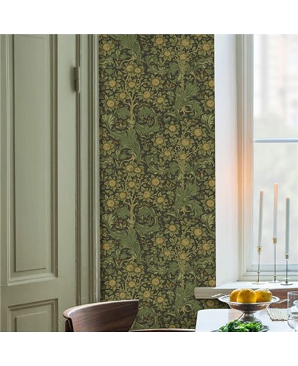 Ref.82089 foto de ambiente acanto y girasoles hidden treasures fondo Verde con Ocre y Marrón