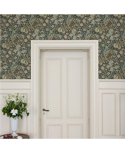 Ref.82103 ambiente con hidden treasures lirios arts & crafts Azul, Beige y Marrón sobre fondo Gris