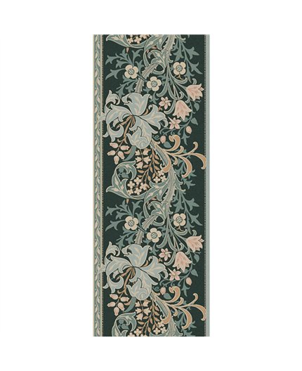 Ref.182106 estancia decorada con lirios arts & crafts Beige, Marrón y Verde y fondo Azul, hidden treasures