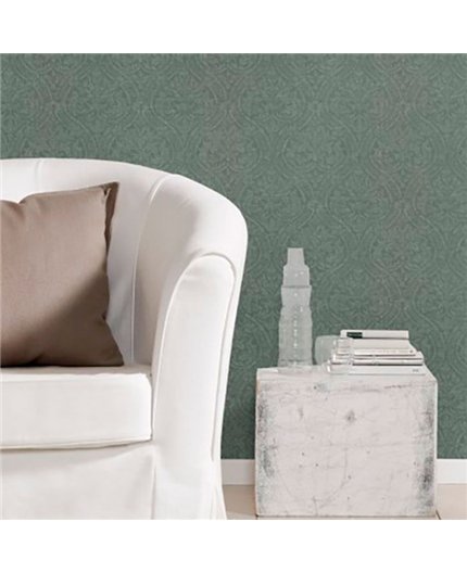 Ref.011-COT estancia decorada con damasco en tono Verde, cotton