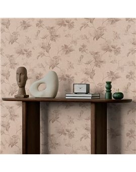 Ref.047-COT ambiente con cotton floral magnolias Marrón sobre fondo Beige