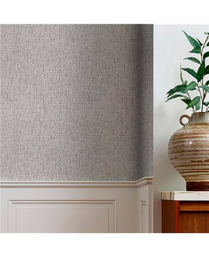 Ref.003-BOO estancia decorada con liso jaspeado Gris y Topo y fondo Beige, bamboo