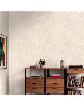 Ref.026-BOO estancia decorada con estucado Marrón y Gris y fondo Beige, bamboo