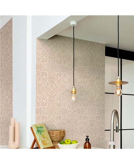 Ref.029-BOO ambiente con bamboo damasco arabesco Dorado sobre fondo Beige