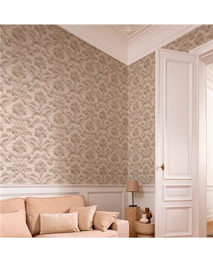 Ref.032-BOO foto de ambiente damasco bamboo fondo Topo con Beige