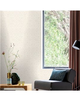 Ref.045-BOO ambiente con bamboo damasco arabesco Nácar y Gris sobre fondo Blanco Roto