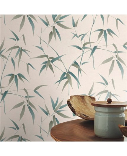 Ref.050-BOO ambiente real de bambú bamboo, sobre fondo Beige en tonos Verde