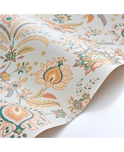 Ref.FAMI-202686414 foto de ambiente floral indiana maison de famille fondo Gris con Naranja, Verde, Beige y Ocre