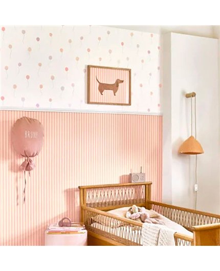 Ref.OUTT29884321 ambiente real de rayas once upon a time 3, sobre fondo Rosa en tonos Beige