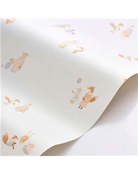 Ref.OUTT202851606 ambiente con once upon a time 3 animales del bosque Beige, Azul, Marrón y Gris sobre fondo Blanco